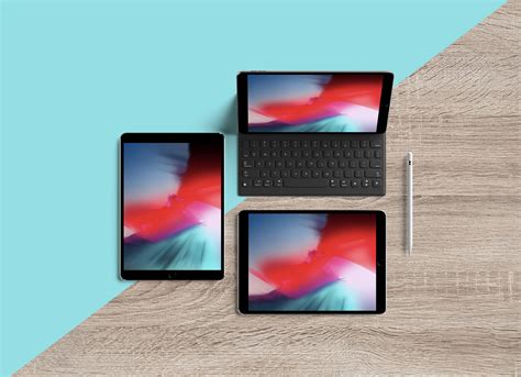 Free Multiple Screens Top View iPad Pro 10.5 Inch Mockup PSD - Good Mockups