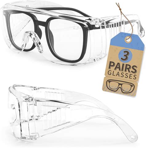 LANON 3 Pack Safety Glasses Over Eyeglasses,ANSI Z87.1 Standard,Anti ...