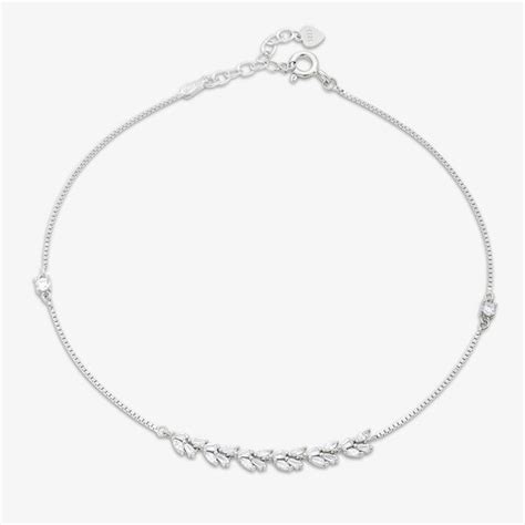 Silver Adjustable Leaf Design Anklet for Women