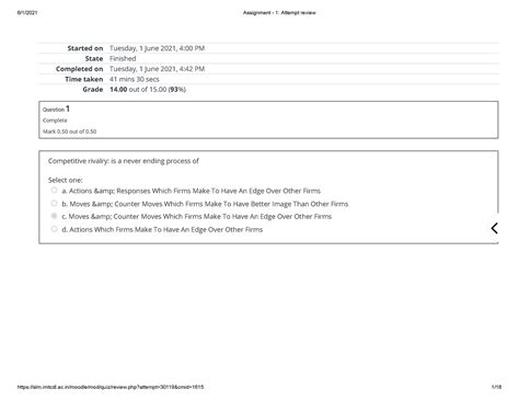 Assignment 1 Strategic Management - Started on Tuesday, 1 June 2021, 4: ...