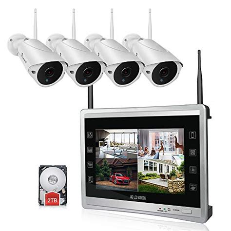 Luowice 1080P Wireless Security Camera System with 11” Monitor HD 2MP 4CH Home Video ...