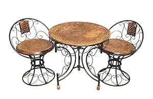 FURNITURE HUB Round Patio Table 2 Seater | Table With 2 Chairs Set ...