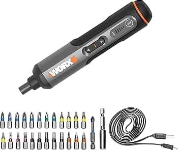 WORX 4V Mini Cordless Electric Screwdriver set WX240 3-Speed torque ...