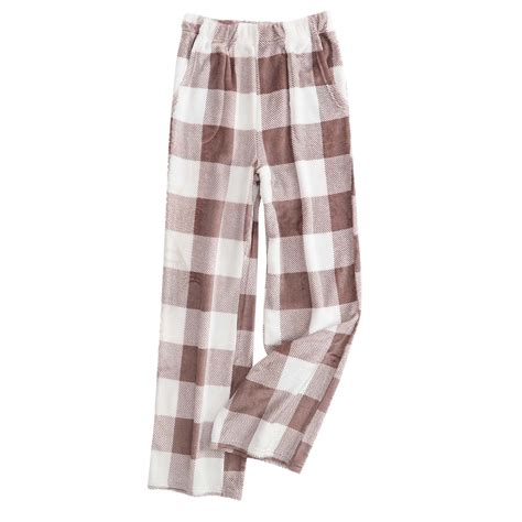 biudgviw Women's Plaid Fluffy Pajama Pants Fuzzy Fleece Comfy Lounge ...