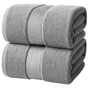 Premium Grey Bath Sheets – Pack of 2, 35x70 Inches Large Bath Sheet ...
