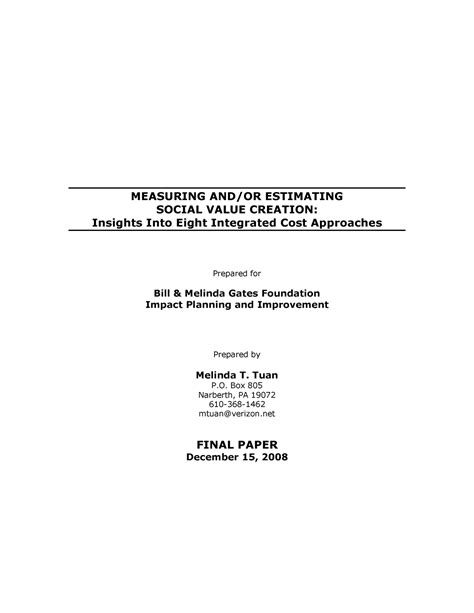 Wwl report measuring estimating social value creation - MEASURING AND ...