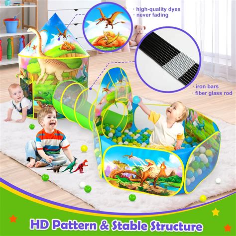 Buy PigPigPen 3pc Dinosaur Play Tent for Kids with Big Roar Button ...