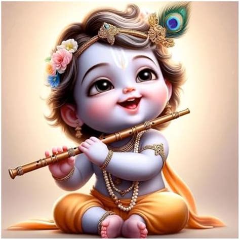 Decals Creation Lord Cute Baby Smiley Krishna Bashuri Wall Poster (K16 ...