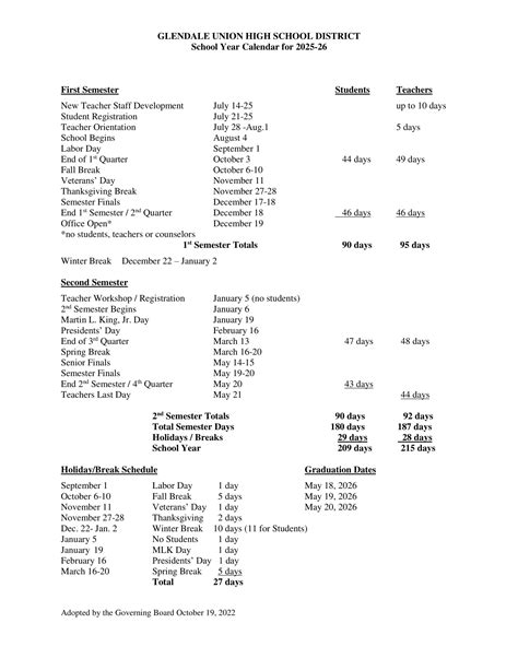 Glendale Union High School District Calendar 25-26 Revised [PDF ...