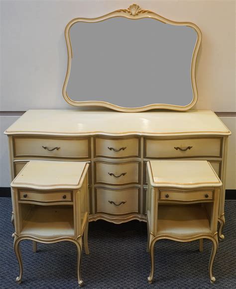 Lot - Drexel Gilt and Cream Painted French Provincial Bedroom Set