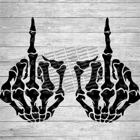 Double Skeleton Middle Fingers SVG,EPS & PNG Files - Digital Download ...
