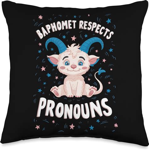 Amazon.com: Baphomet Respects Pronouns I LGBTQ I Transgender Throw Pillow : Home & Kitchen
