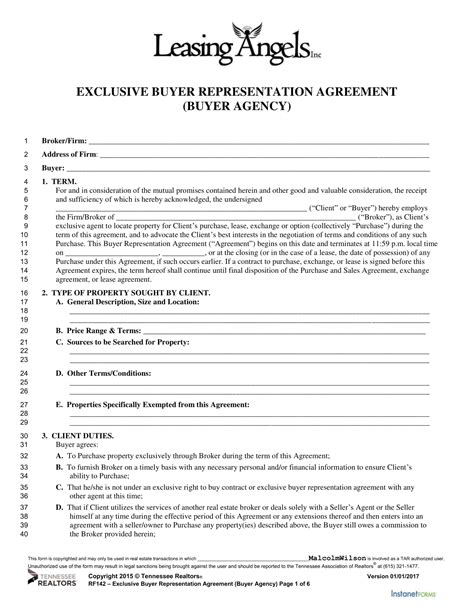 Free Printable Buyer's Agency Agreement Templates [PDF & Word]