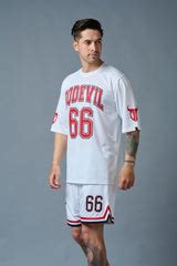 Go Devil 66 (in Red & Black) Printed White Polyester Co-ord Set for Men ...