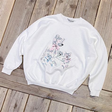 80s white bear printed sweat shirt | LEMON