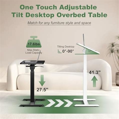 UPGRAVITY Adjustable Overbed Bedside Table - 90° Tiltable India | Ubuy
