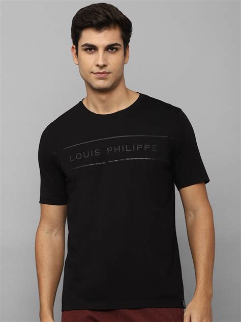 Buy Louis Philippe Men Black Brand Logo Printed Slim Fit T Shirt ...