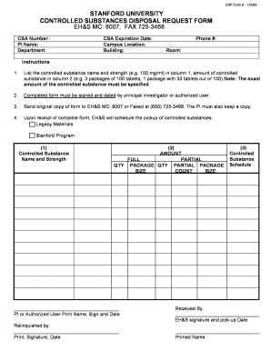 Usc Controlled Substance Disposal Form - Fill and Sign Printable ...