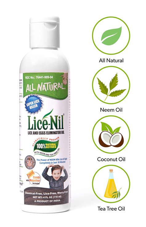 Lice-Nil Natural Head Lice Treatment Oil Kit - Kills Super Lice & Eggs ...