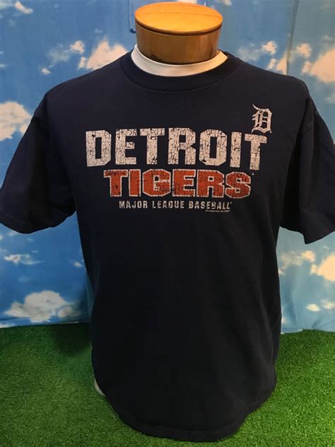 Detroit Tigers Shirt MLB navy blue orange large L T-shirt c3 | eBay