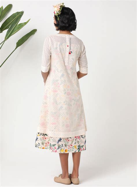 Organic cotton layered A-line dress with embroidery-msg06 – Mosegi