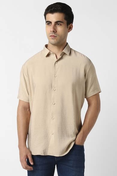 Buy Men Beige Slim Fit Solid Half Sleeves Party Shirt Online - 39935327 ...