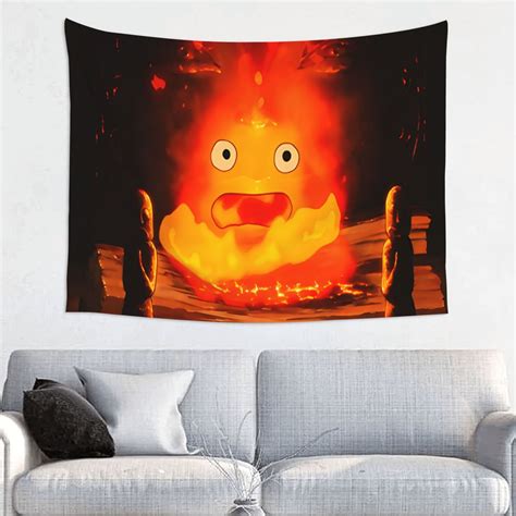 Howls Moving Castl Fire Tapestry Anime Poster Large Background Wall Art ...
