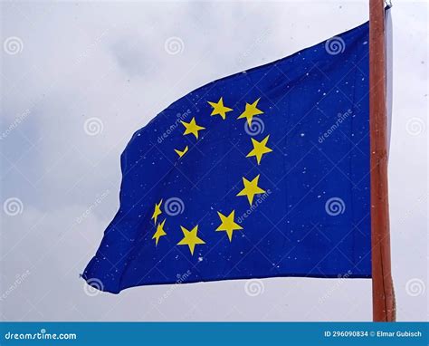 European Union Flag, Blue Flag with Yellow Stars Stock Photo - Image of ...