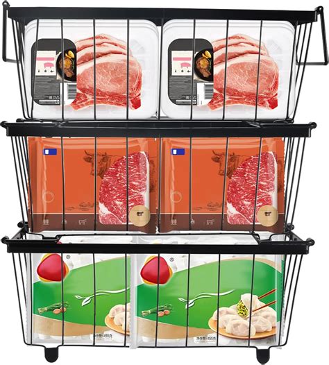 3Pcs Chest Freezer Baskets Stackable, Chest Freezer Organiser with ...