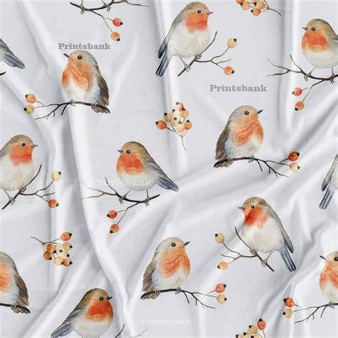 Floral Kingfisher Bird Printed Fabric Material Online – Printsbank