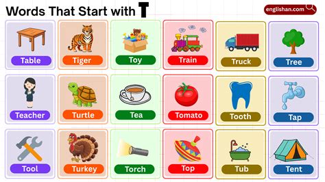 1195 Words That Start with T | Complete List with Pictures