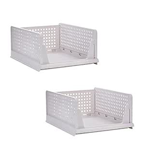 SYGA 2pcs Shelf Baskets Organizer Folding Wardrobe Household Layered ...