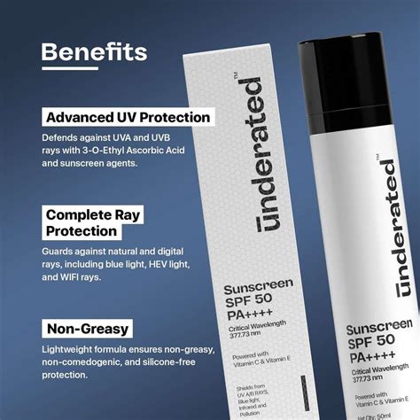 Underated Sunscreen Powered With Vitamin C & Vitamin E - SPF 50++++ PA ...