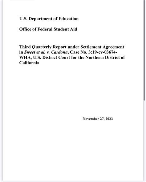 Sweet v Cardona Quarterly report #3. Link in comments. : r/BorrowerDefense