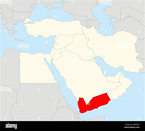 Red map of YEMEN inside highlighted beige map of the Middle East Stock Vector Image & Art - Alamy
