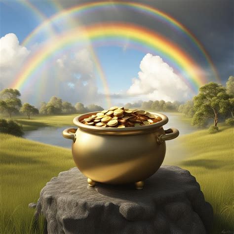 A pot of Gold at the end of a rainbow : r/nightcafe