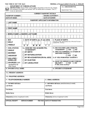 Fillable Online Renewal of Passport Application for Adults Fax Email ...