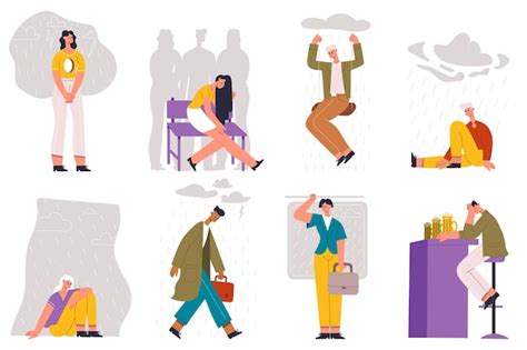 Одинокие, подавленные, грустные, социально изолированные персонажи ...