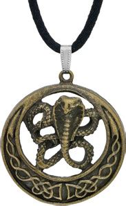 MissMister Oxidised Antique Finish Brass, Round Shape Snake Pendant ...