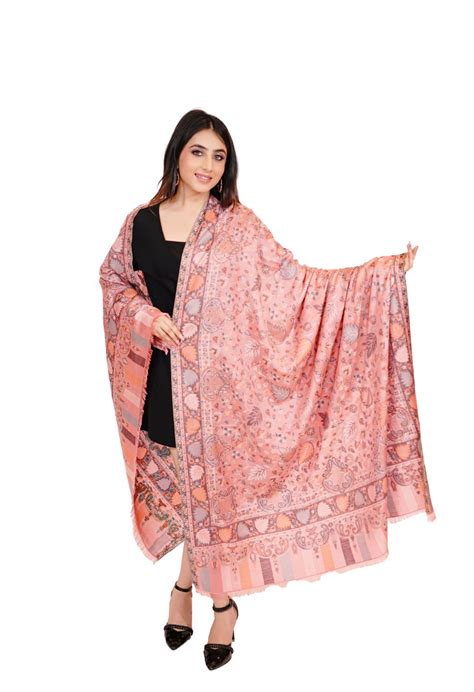 Traditional Bamboo Modal Peach Kani Shawl for Women