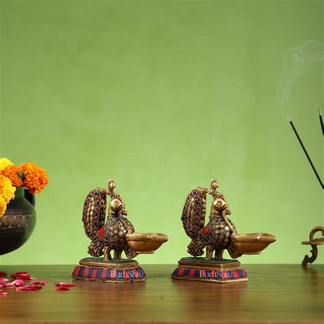 Buy Brass superfine peacock/annam pakshi diya 5" - Budhshiv.com