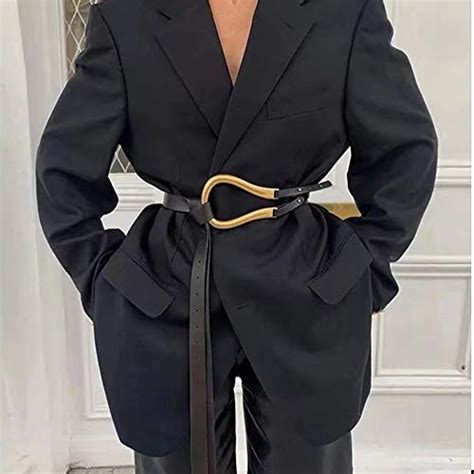 Buy U-shaped Belt Buckle Black Leather Belts for Women Plus Size (Black ...