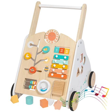 Amazon.com: Twefex Wooden Baby Walker - Baby Push Walker with Music Box ...