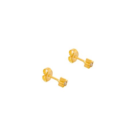 4MM Starlite April Crystal 24K Pure Gold Plated Ear Studs For Kids – E ...