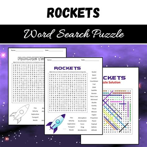 Rockets Word Search Puzzle Worksheet PDF – PrintableBazaar