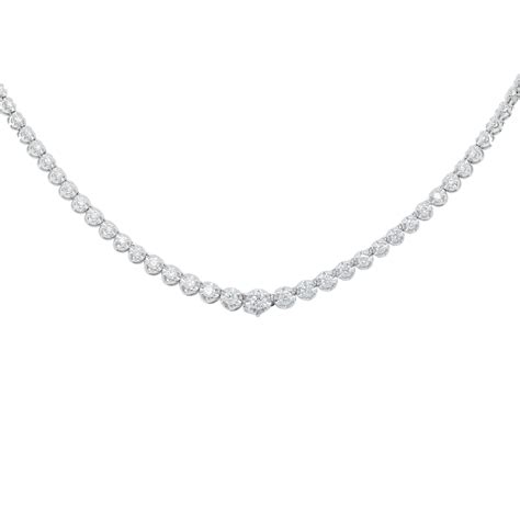 14K White Gold Round Diamond Tennis Necklace - Manila Diamond Studio