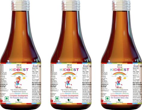 HealthBest Kidbest Multivitamin Syrup for 3-13 Years Kids | Each Pack ...