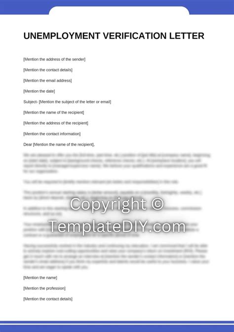 Unemployment Verification Letter Sample Template in Pdf & Word