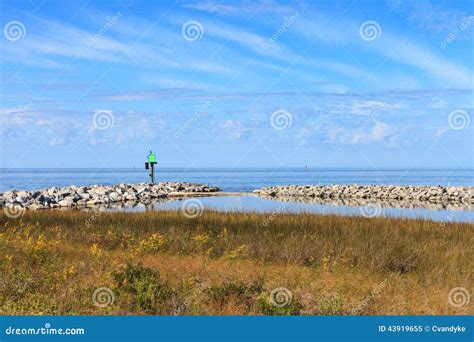 NC Ocracoke Living Shoreline Coastal Estuary Stock Image - Image of ...