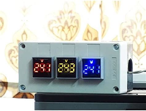 MICROTAIL Digital Voltmeter Indicator Red Yellow Green With Container ...